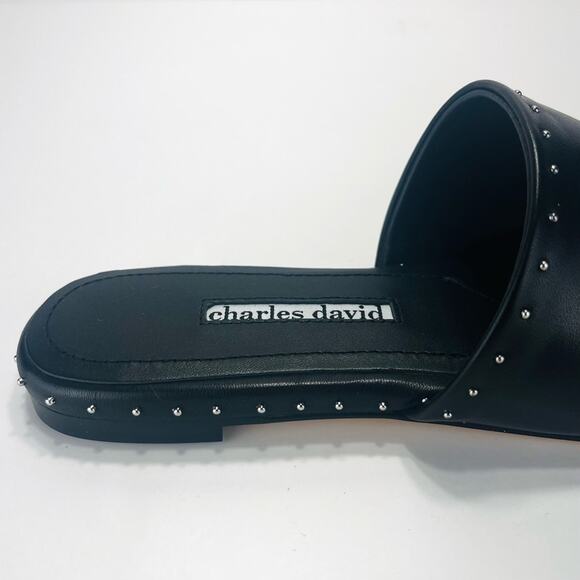 Charles David Sheriff Flat Slide Sandal Size 7 Black Luxury Leather Padded Comfy - Picture 12 of 16